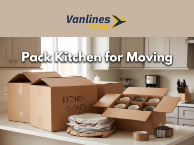 Person carefully packing fragile kitchen dishes into moving boxes for a 2026 move